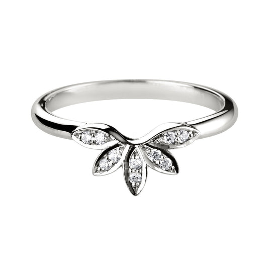 Lotus Flower Round cut Diamond Band Ring - Prime & Pure