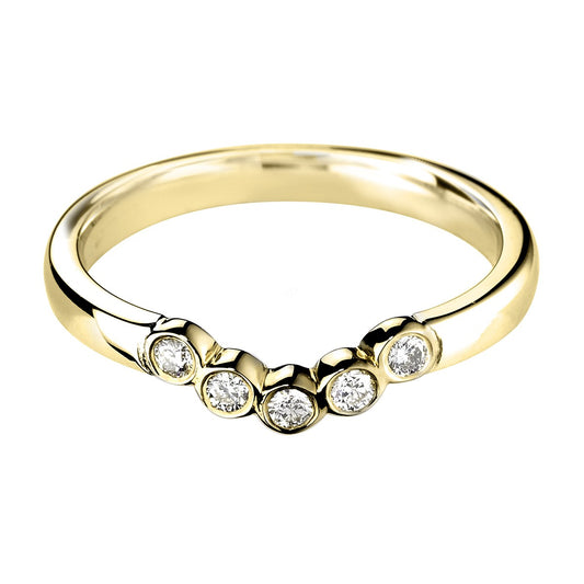 Bezel Set 5 Diamonds Band Ring - Prime & Pure
