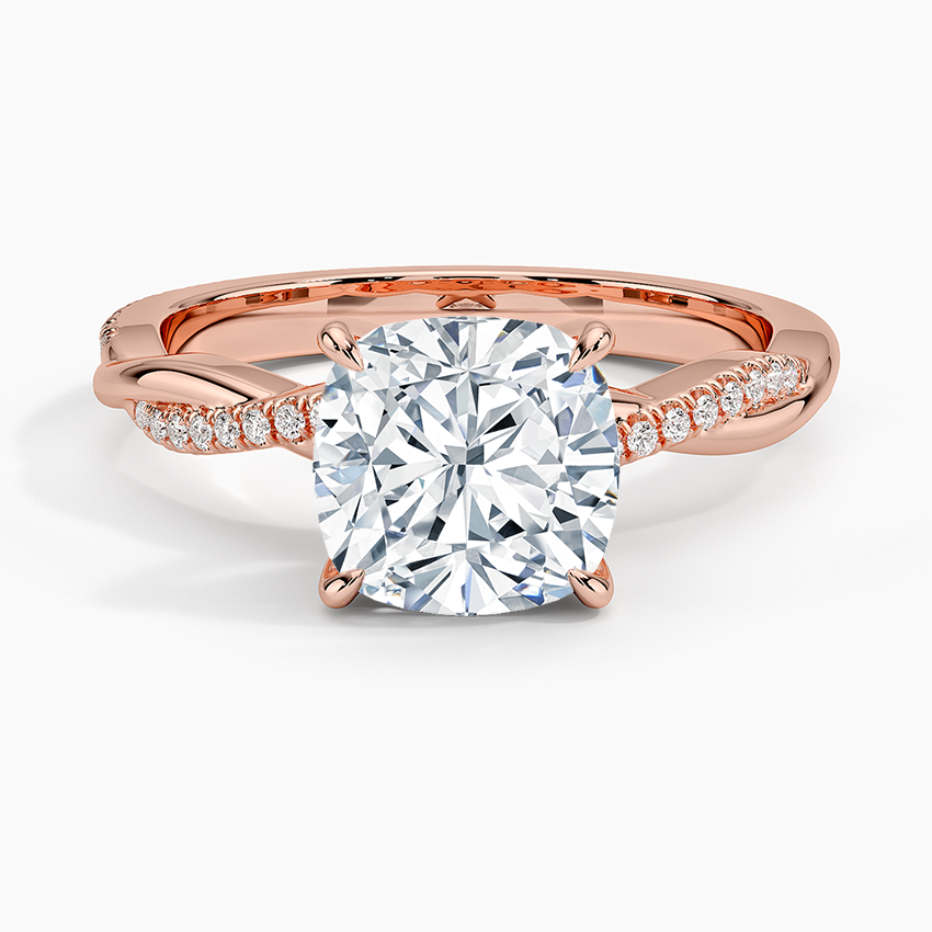 Cushion Cut Diamond Twisted Pave Band Ring - Prime & Pure