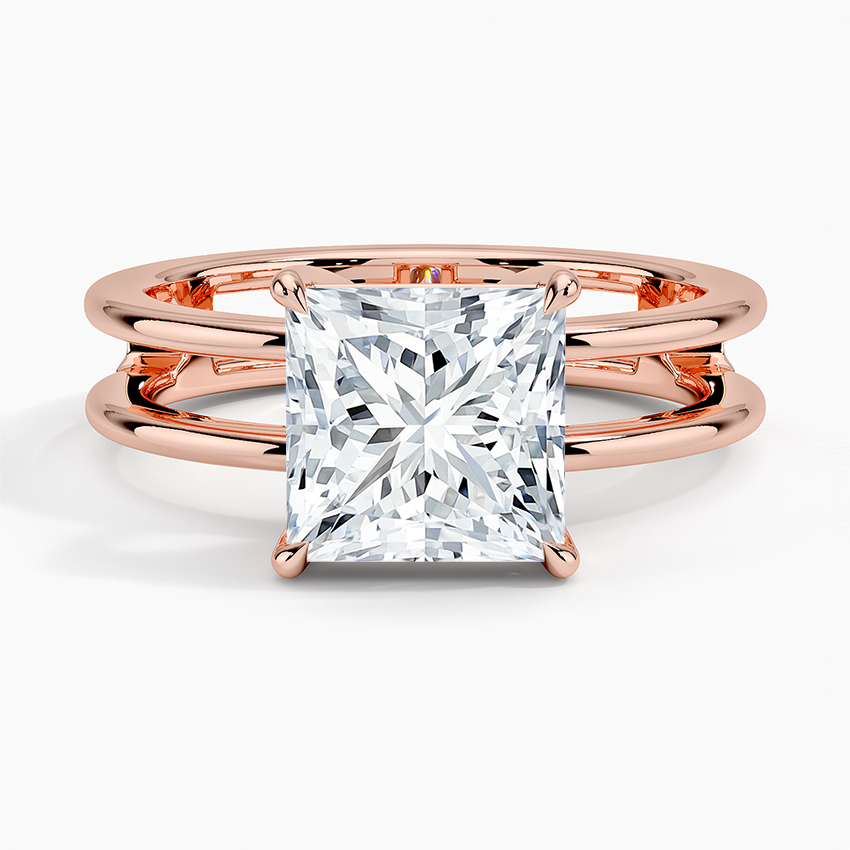 Princess Cut Diamond Double Band Solitaire Ring - Prime & Pure