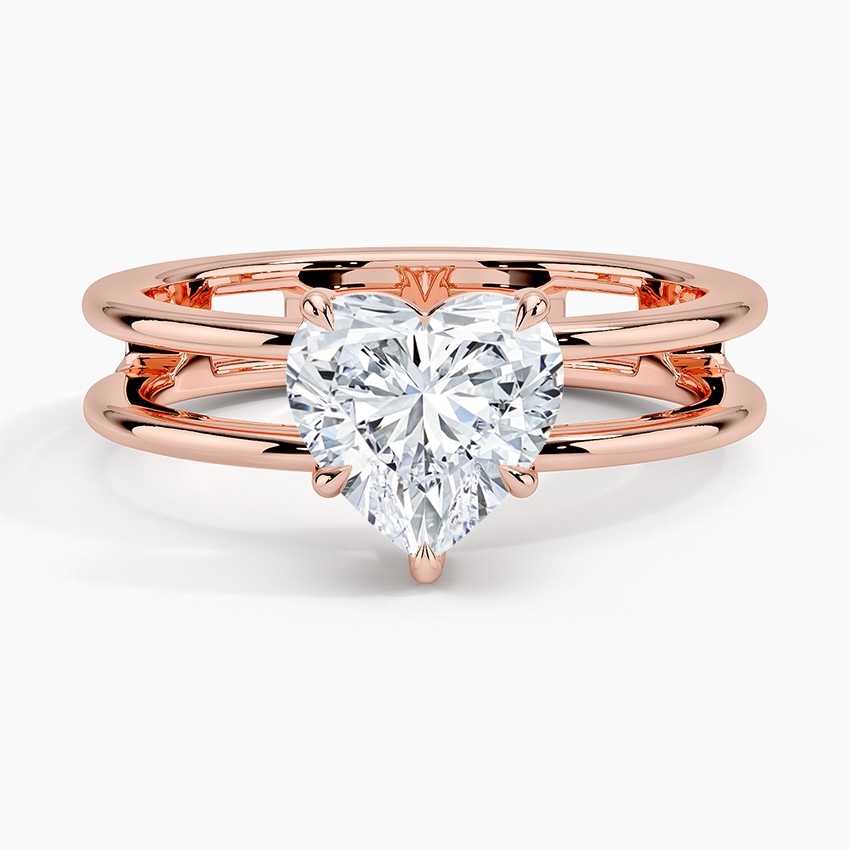 Heart Cut Diamond Double Band Solitaire Ring - Prime & Pure
