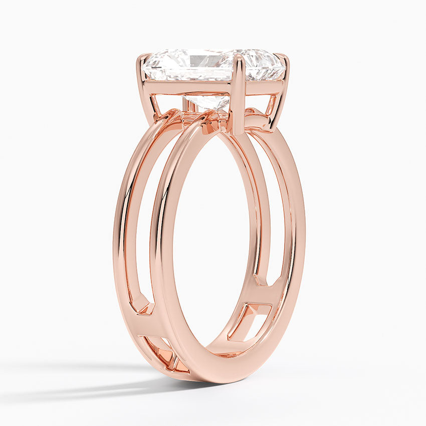 Radiant Cut Diamond Double Band Solitaire Ring - Prime & Pure