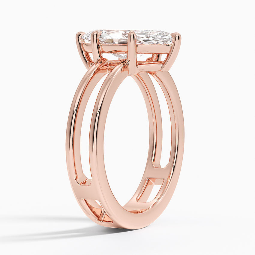 Marquise Cut Diamond Double Band Solitaire Ring - Prime & Pure