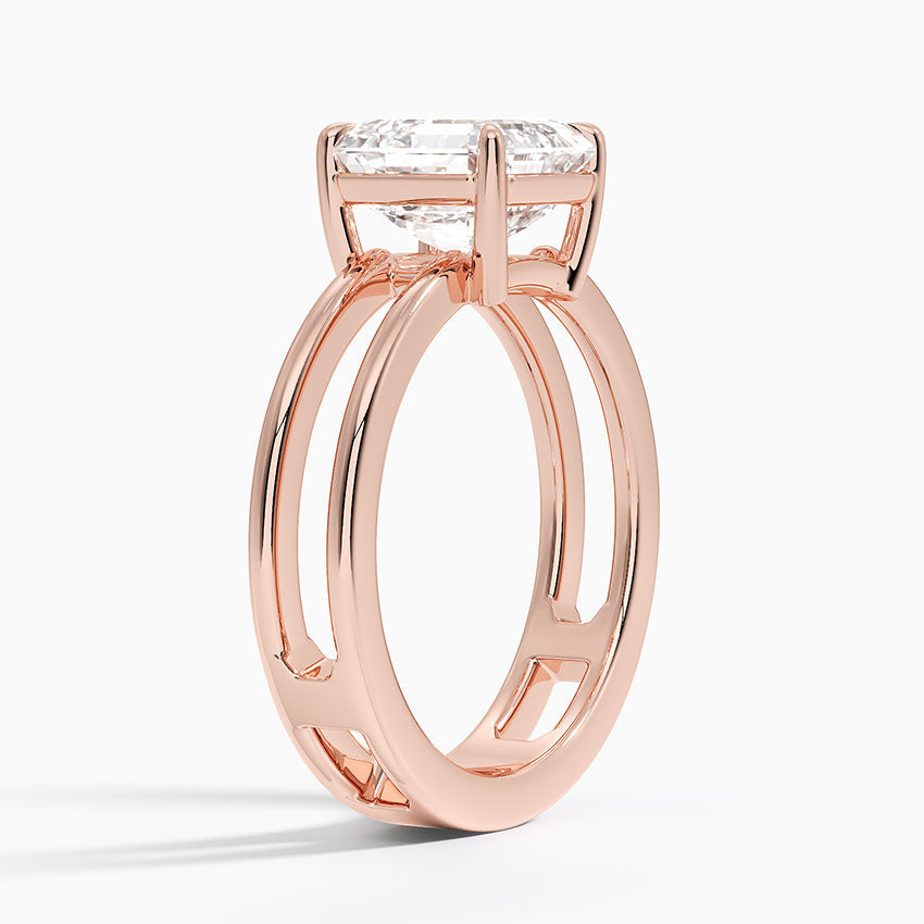Asscher Cut Diamond Double Band Solitaire Ring - Prime & Pure