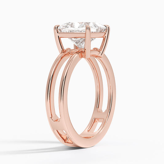 Princess Cut Diamond Double Band Solitaire Ring - Prime & Pure