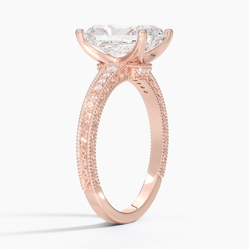 Classy Engraved Diamond Ring Radiant Top - Prime & Pure