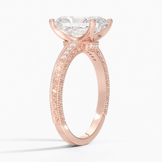 Classy Engraved Diamond Ring Radiant Top - Prime & Pure