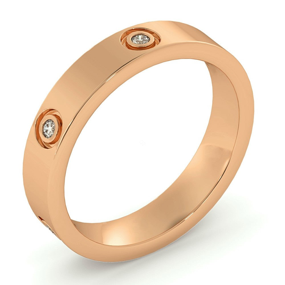 Rub-Over Round cut Diamond set Wedding Band - Prime & Pure