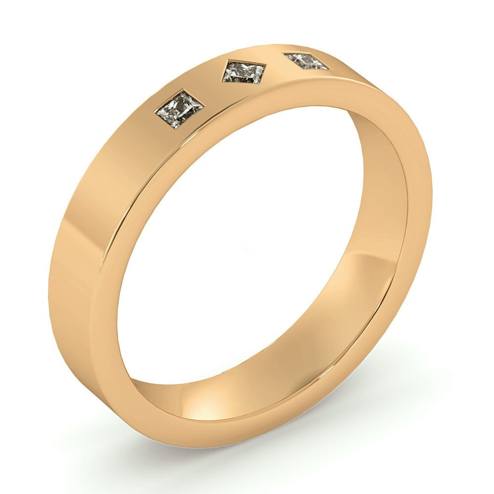 Triple Princess cut Flush Diamond set Wedding Band - Prime & Pure