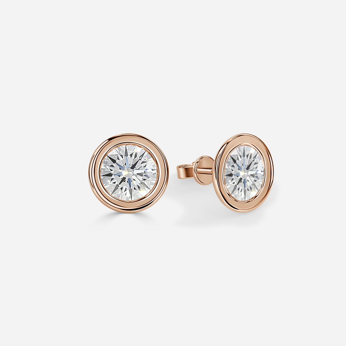 Bezel set Round Diamond Stud Earrings - Prime & Pure