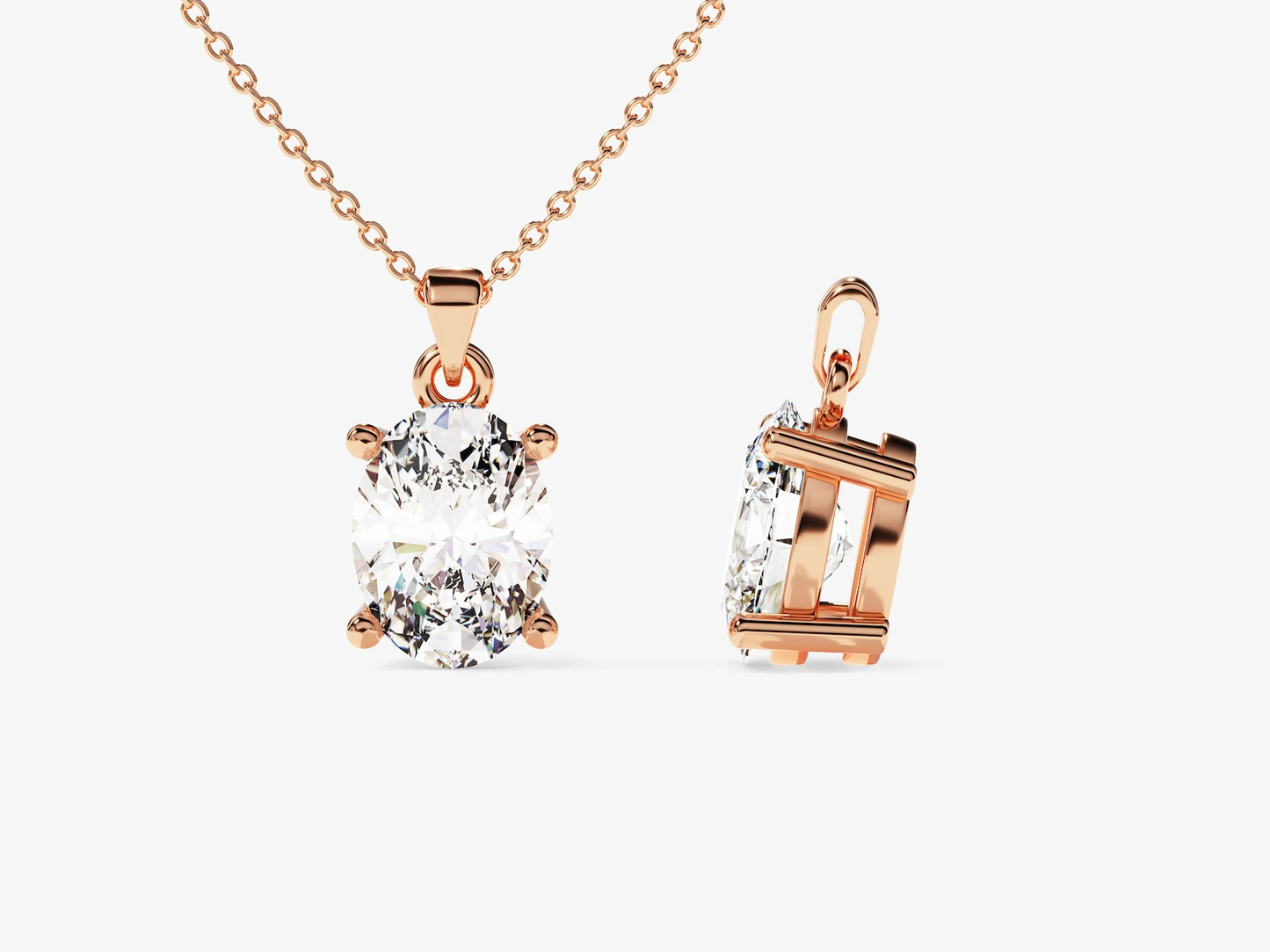 Oval cut Diamond Solitaire Pendant - Prime & Pure