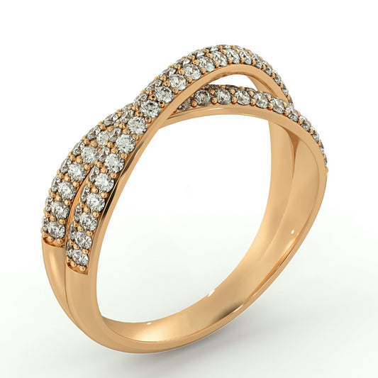 Double wide Crossover Round cut Diamond Eternity Ring - Prime & Pure