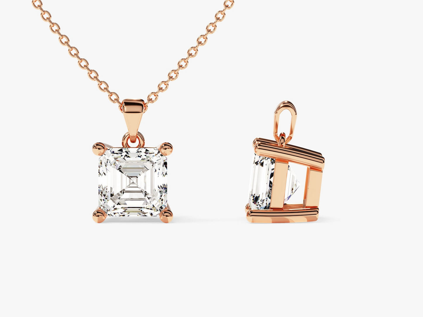 Asscher Cut Diamond Solitaire Pendant - Prime & Pure