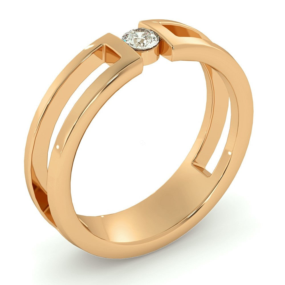 Round cut Diamond set Wedding Ring with Cut out Sides - Prime & Pure