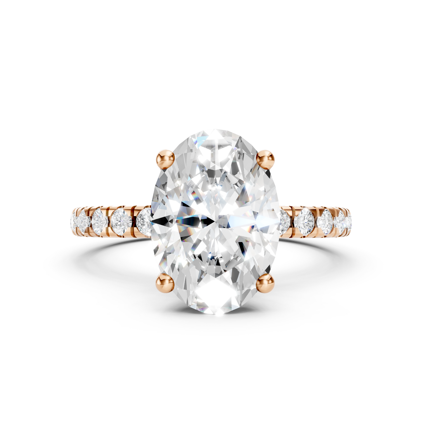 Victoria – Oval Solitaire with Raised head and Pave Band