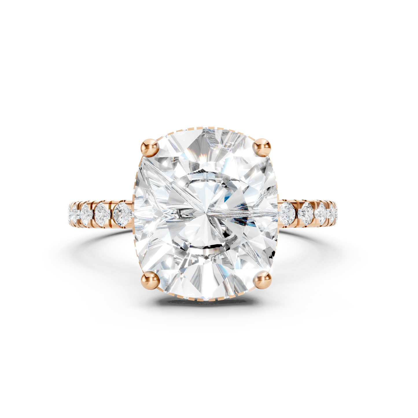 Stella – Cushion Solitaire with Hidden Halo and Pavé Band