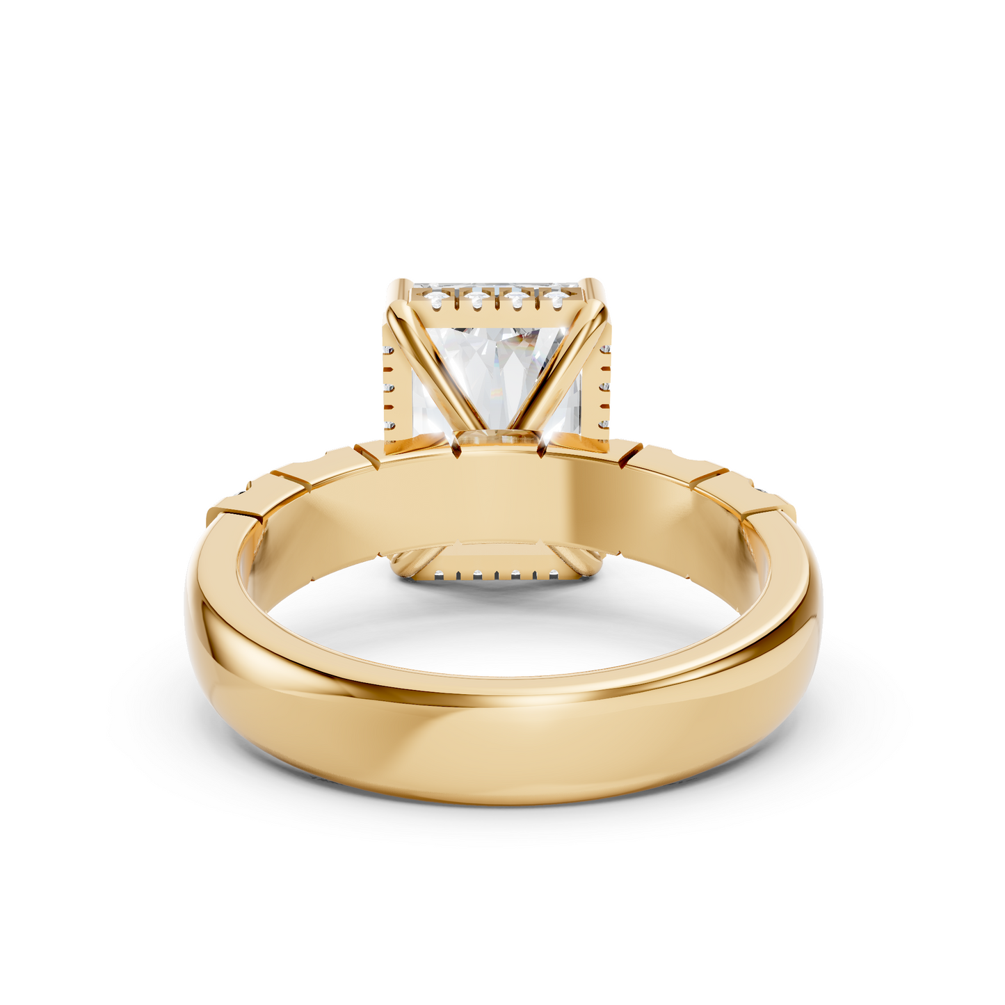 Jett – Radiant Solitaire with Hidden Halo and Round Thick band