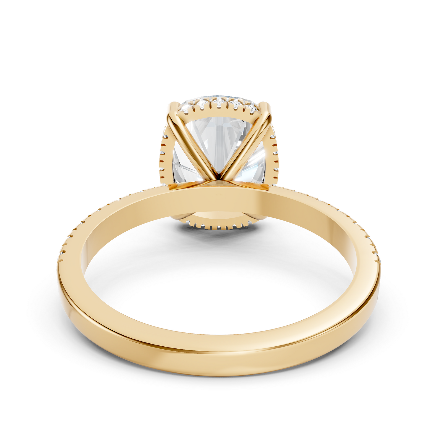 Stella – Cushion Solitaire with Hidden Halo and Pavé Band