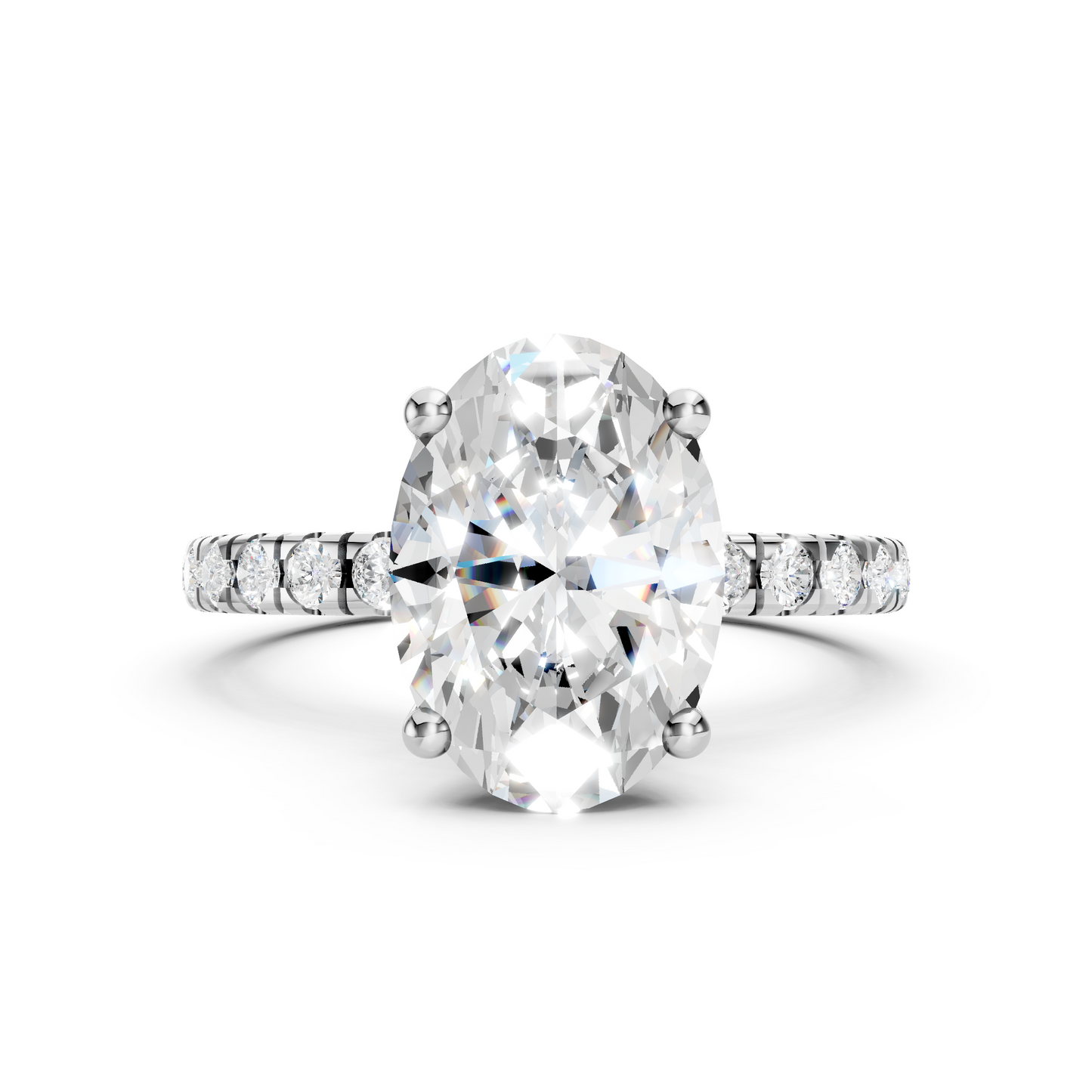 Victoria – Oval Solitaire with Raised head and Pave Band