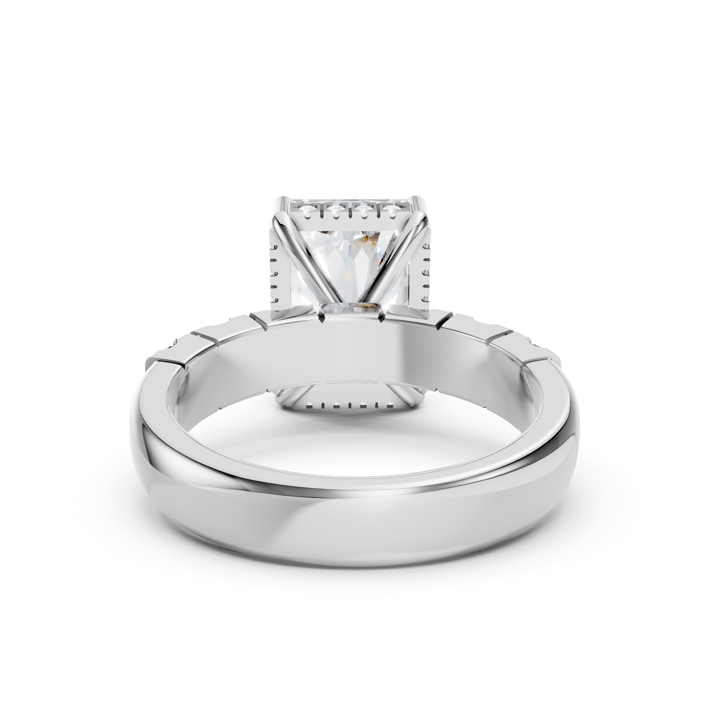 Jett – Radiant Solitaire with Hidden Halo and Round Thick band