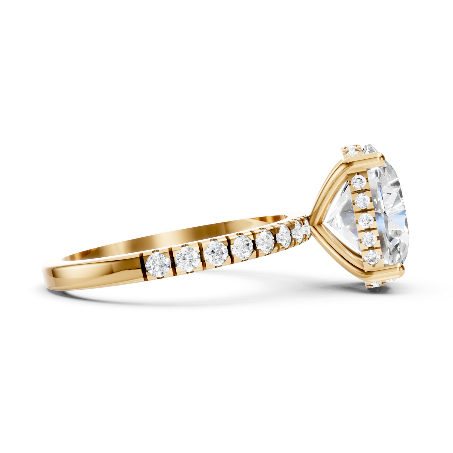 Stella – Cushion Solitaire with Hidden Halo and Pavé Band