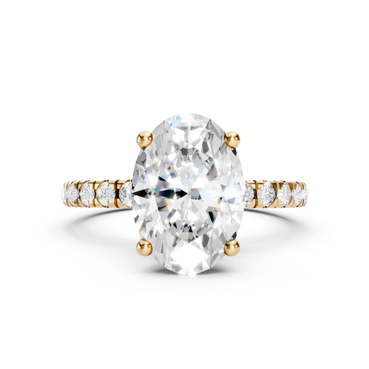 Victoria – Oval Solitaire with Raised head and Pave Band