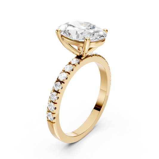 Victoria – Oval Solitaire with Raised head and Pave Band