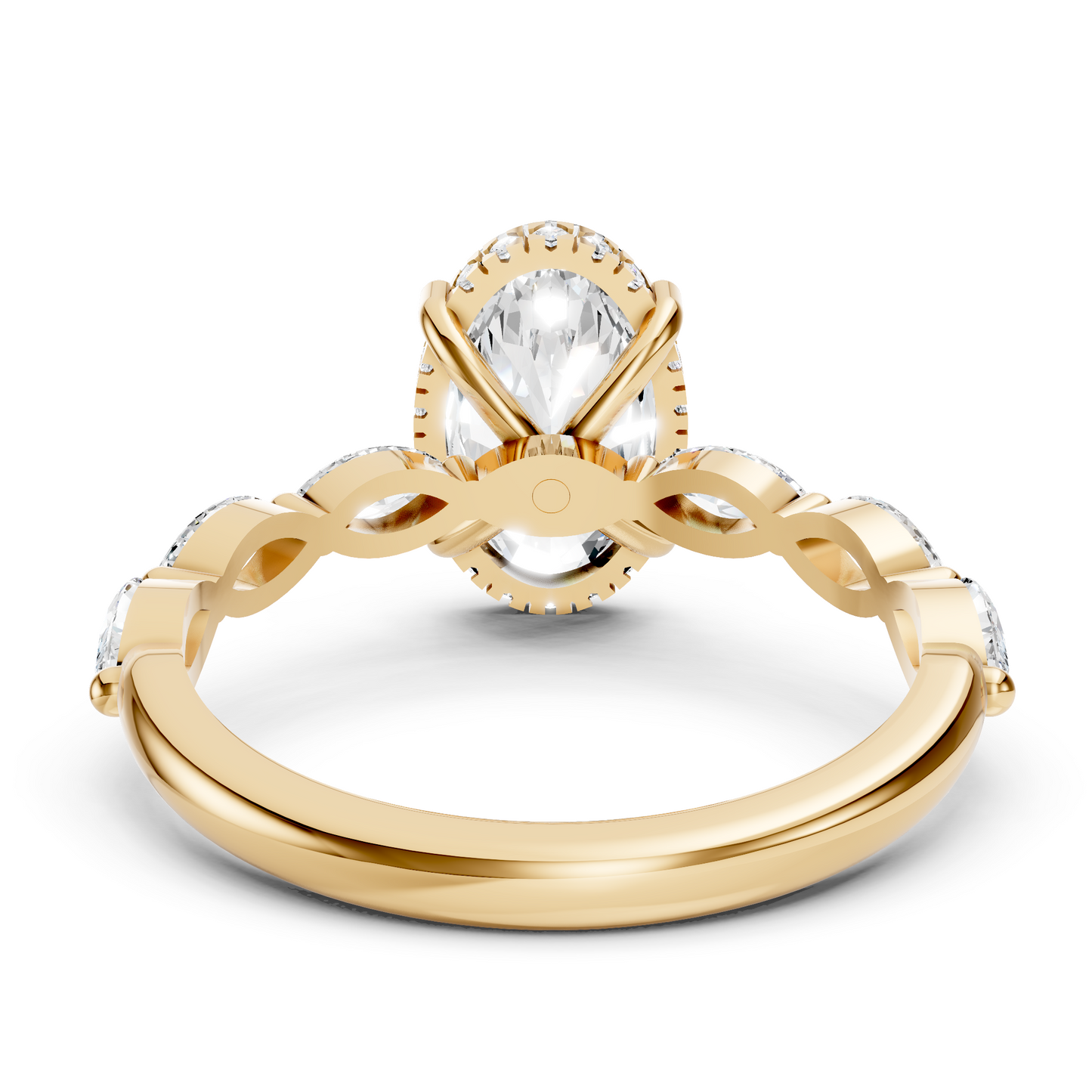 Luella – Oval Solitaire with Hidden Halo - Marquise Side Stones