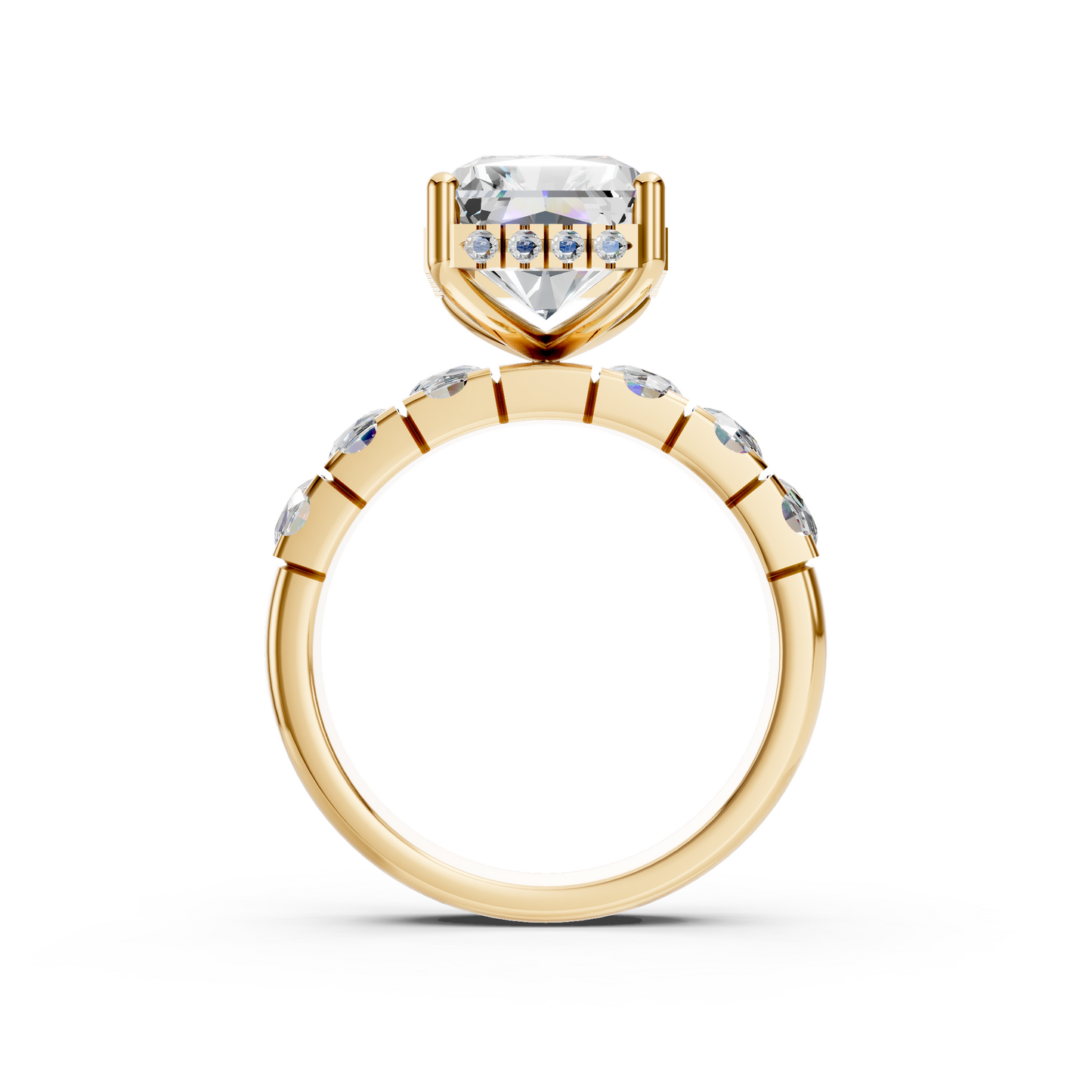 Jett – Radiant Solitaire with Hidden Halo and Round Thick band
