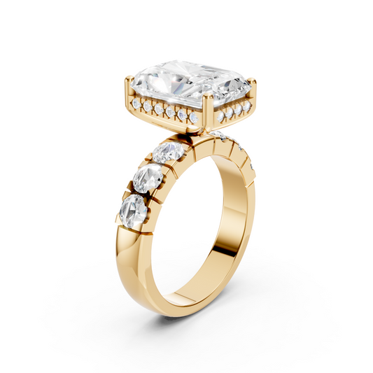 Jett – Radiant Solitaire with Hidden Halo and Round Thick band
