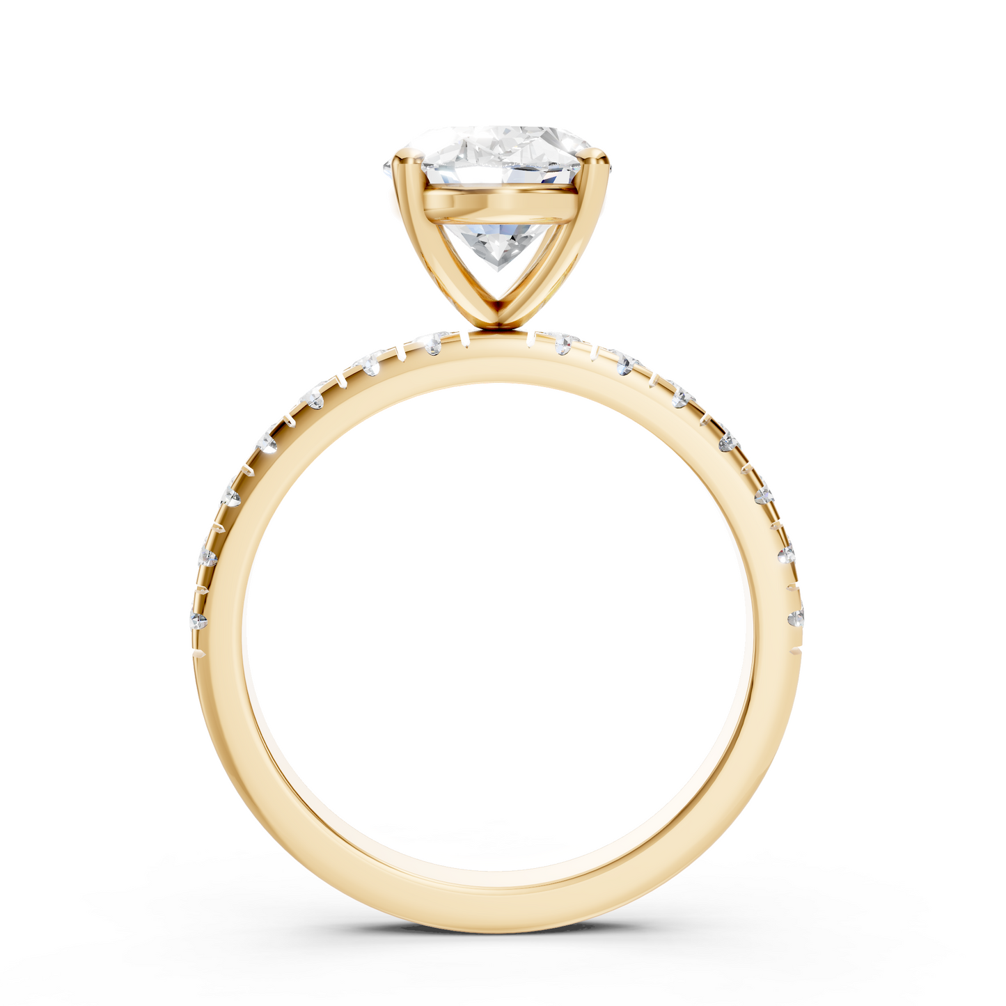 Victoria – Oval Solitaire with Raised head and Pave Band