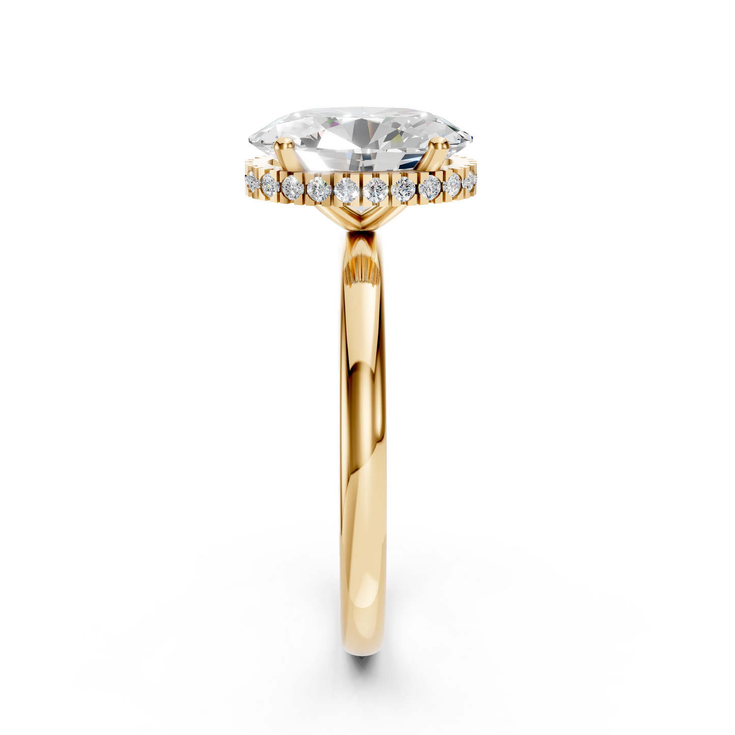 Madeline – Oval Solitaire with Hidden Halo and Plain Band