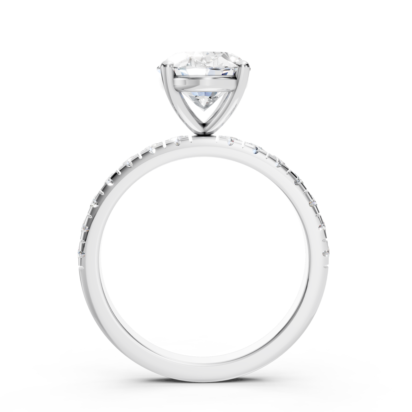 Victoria – Oval Solitaire with Raised head and Pave Band