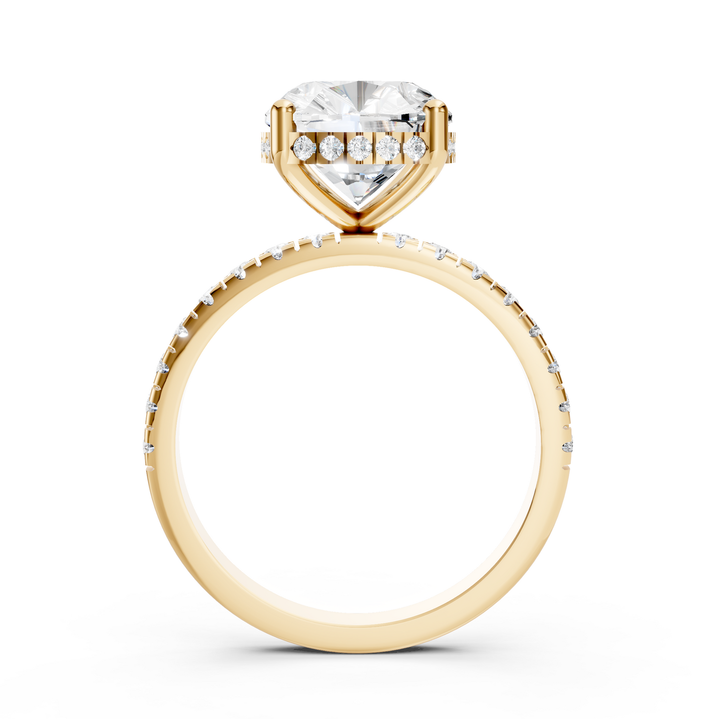 Stella – Cushion Solitaire with Hidden Halo and Pavé Band
