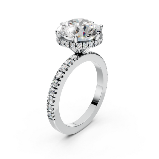 Billie – Round Brilliant Solitaire with Hidden Halo and Pavé Band