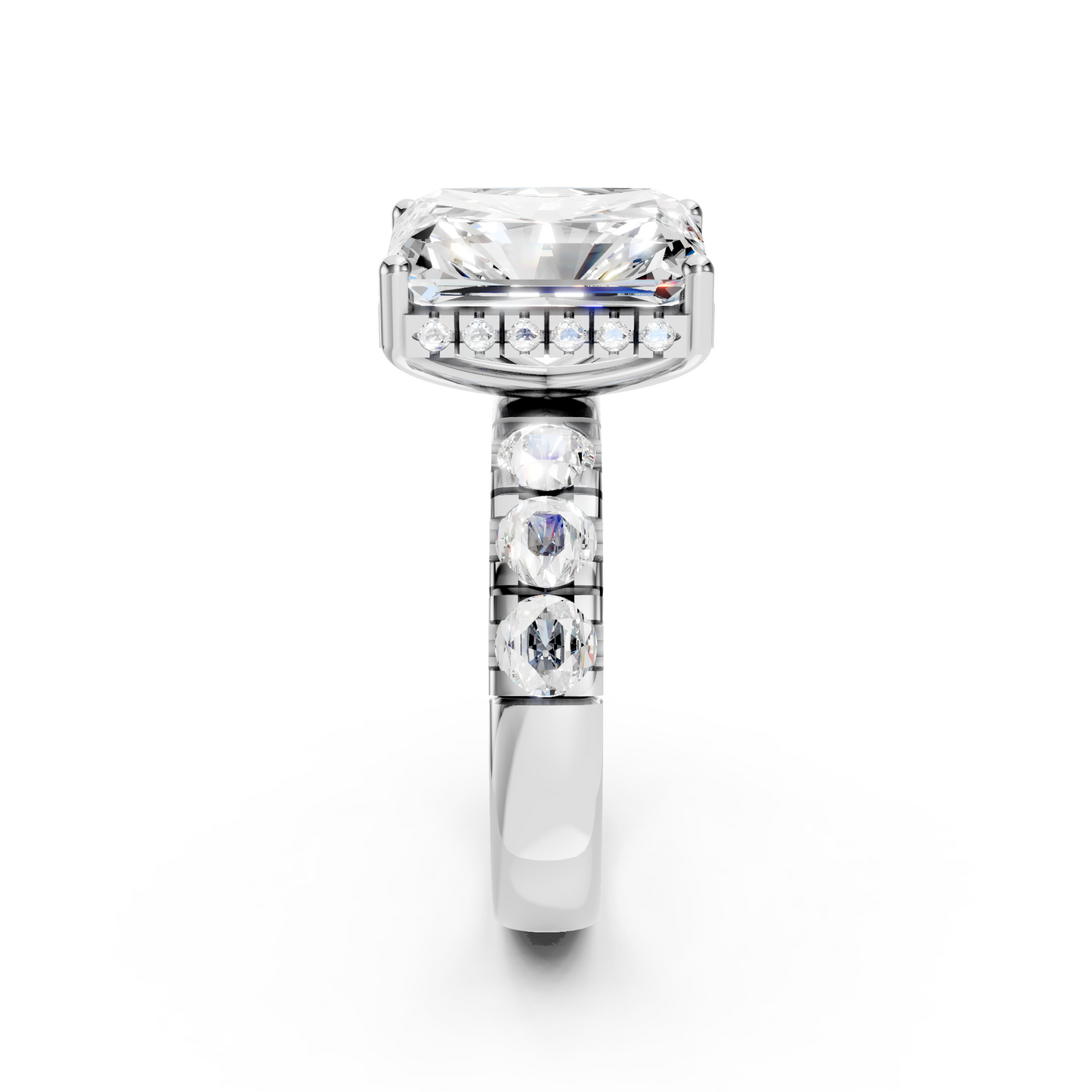 Jett – Radiant Solitaire with Hidden Halo and Round Thick band
