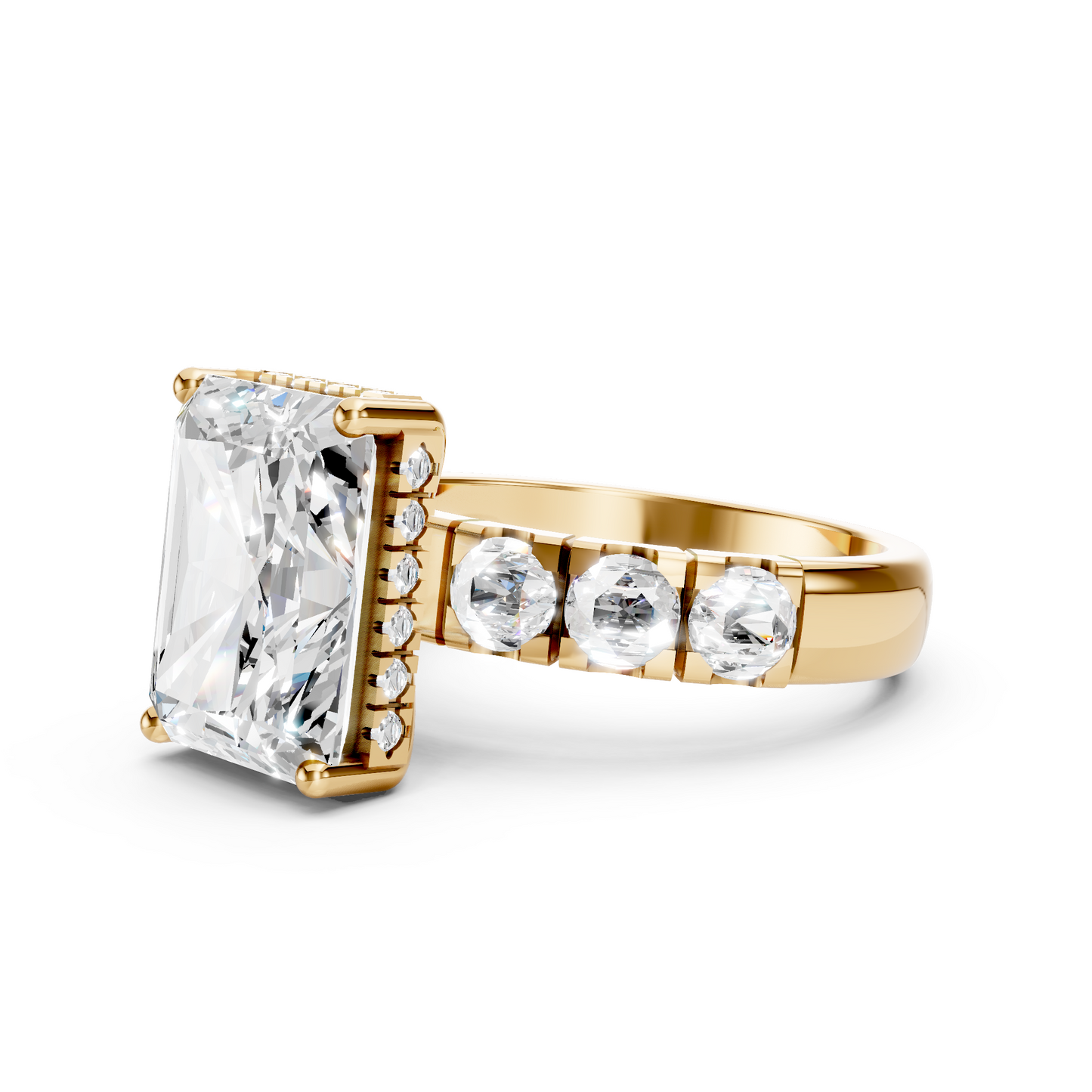 Jett – Radiant Solitaire with Hidden Halo and Round Thick band