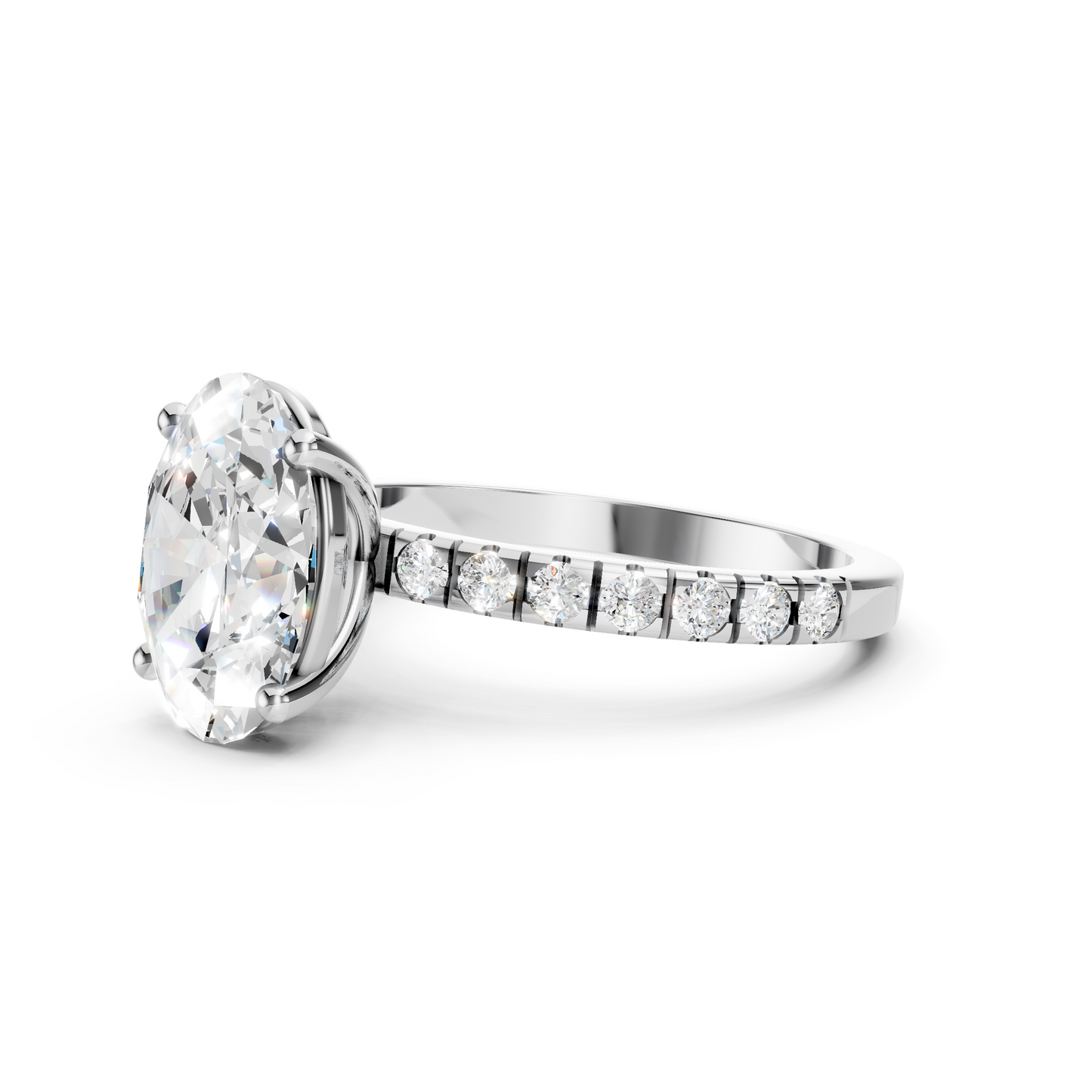 Victoria – Oval Solitaire with Raised head and Pave Band
