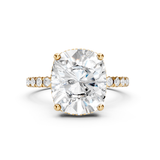 Stella – Cushion Solitaire with Hidden Halo and Pavé Band