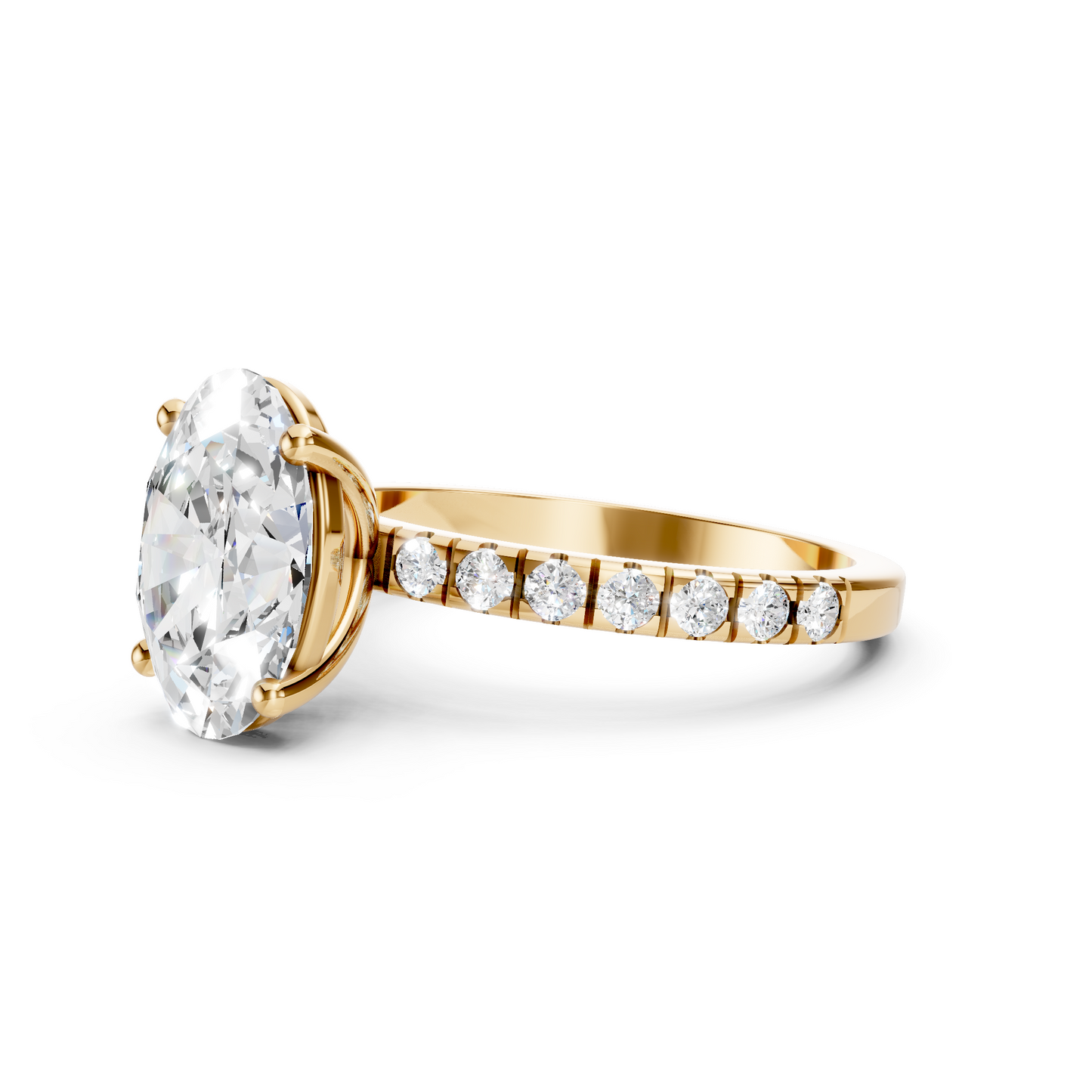 Victoria – Oval Solitaire with Raised head and Pave Band