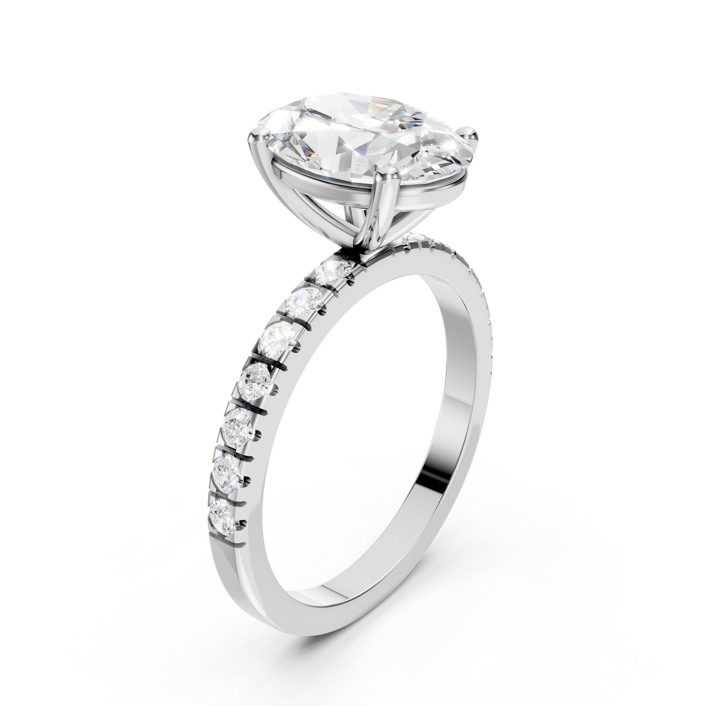 Victoria – Oval Solitaire with Raised head and Pave Band