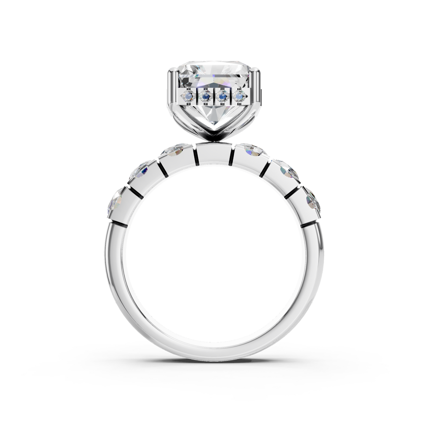 Jett – Radiant Solitaire with Hidden Halo and Round Thick band