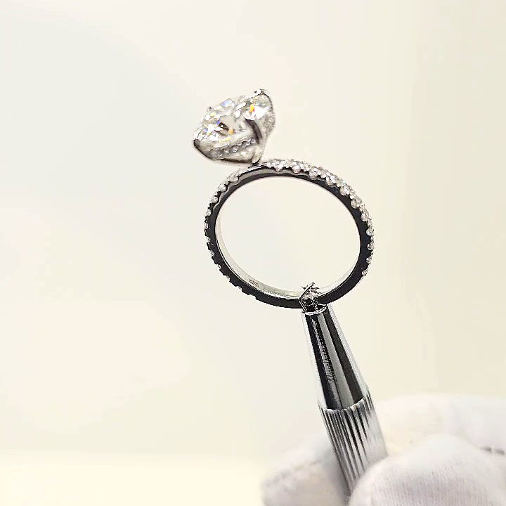 Sasha – " 4ct " Round Solitaire in 18k Gold with Hidden Halo and Pavé (Ready) - Prime & Pure
