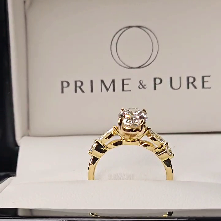 Oval Solitaire with Marquise and Round Side Stones (Setting Only) - Prime & Pure