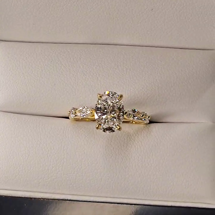Oval Solitaire with Marquise and Round Side Stones (Setting Only) - Prime & Pure