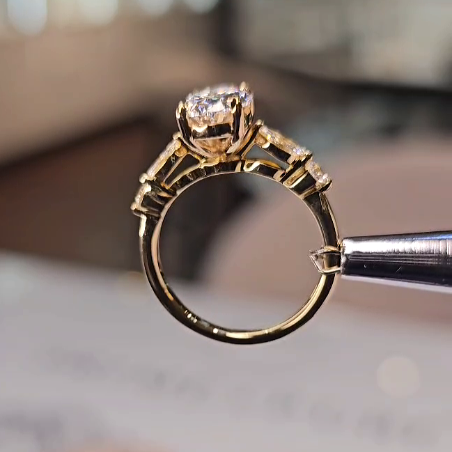 Oval Solitaire with Marquise and Round Side Stones (Setting Only) - Prime & Pure