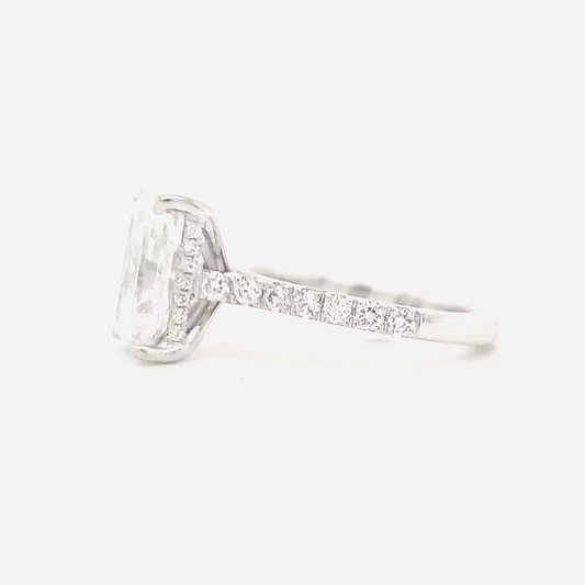 Candice – " 3ct " Radiant Solitaire in 18k with Hidden Halo and Pave Band (Ready) - Prime & Pure