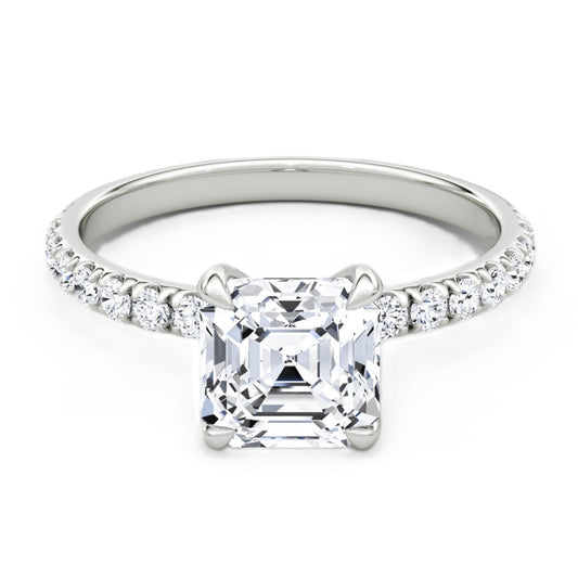 Asscher Cut Diamond Pave Band Ring - Prime & Pure
