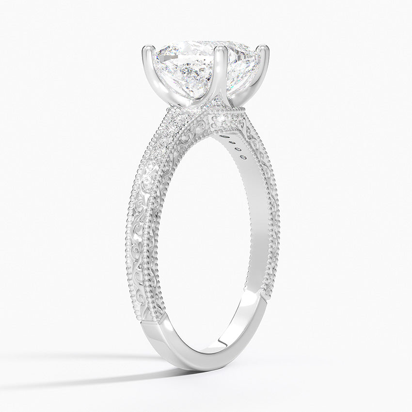 Classy Engraved Diamond Ring Cushion Top - Prime & Pure