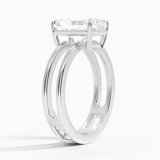 Radiant Cut Diamond Double Band Solitaire Ring - Prime & Pure